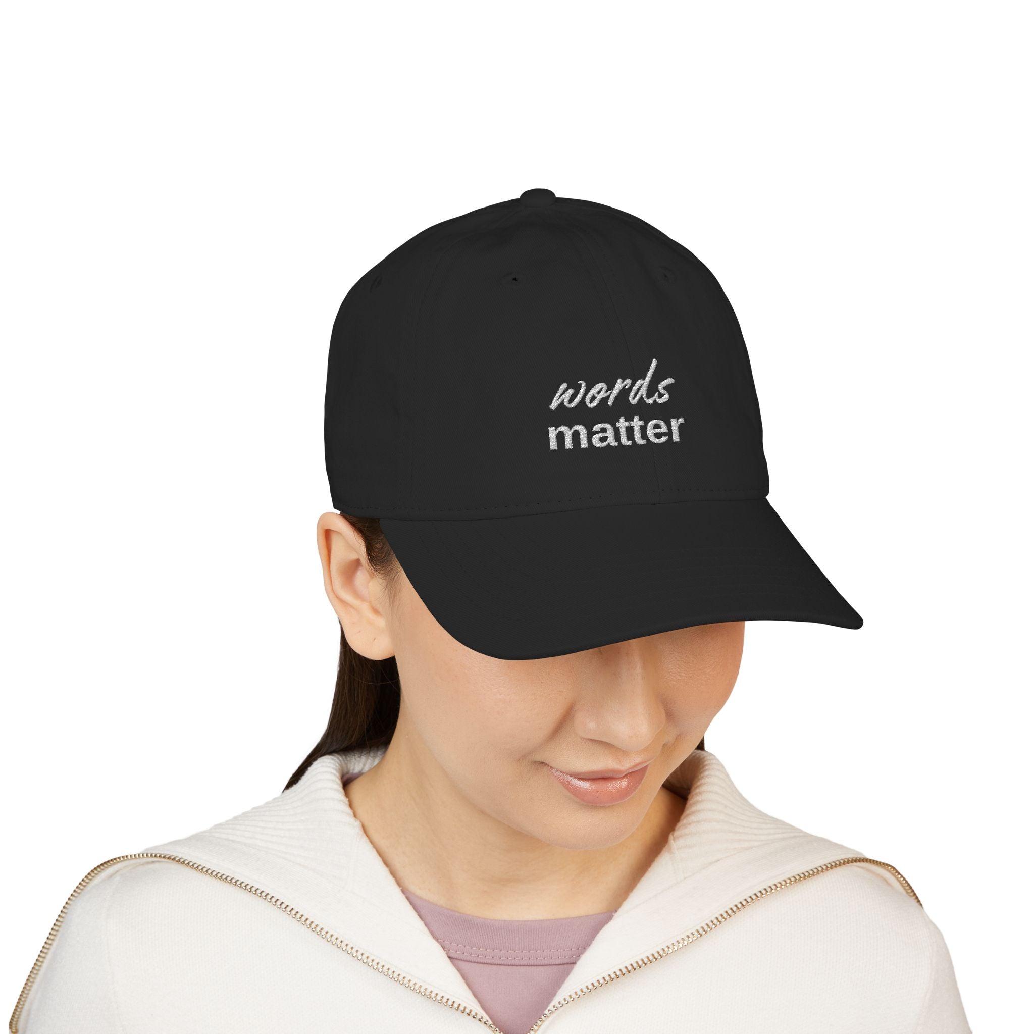 The Saucy Lids - "Words Matter" Organic Baseball Cap - Embroidered