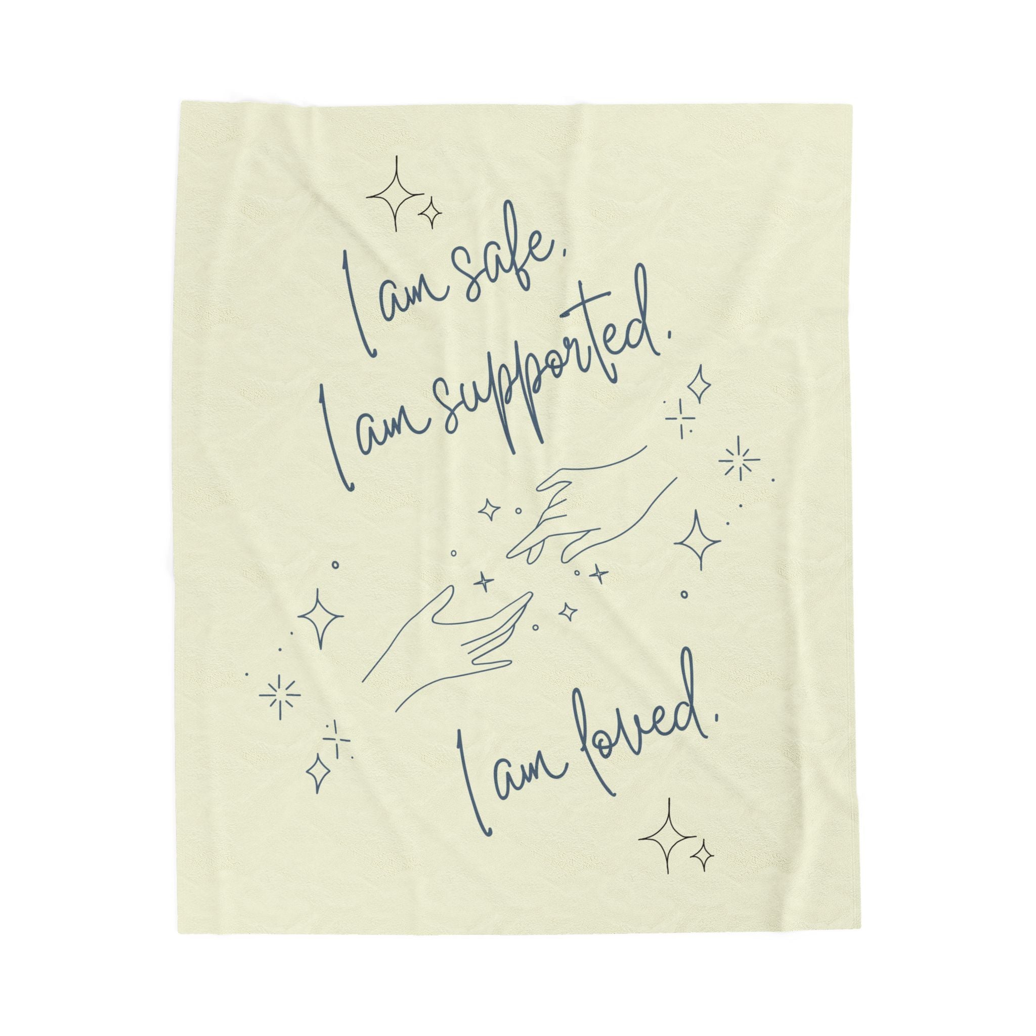 Throw Blanket - Safe Supported Loved - Lemon Icing