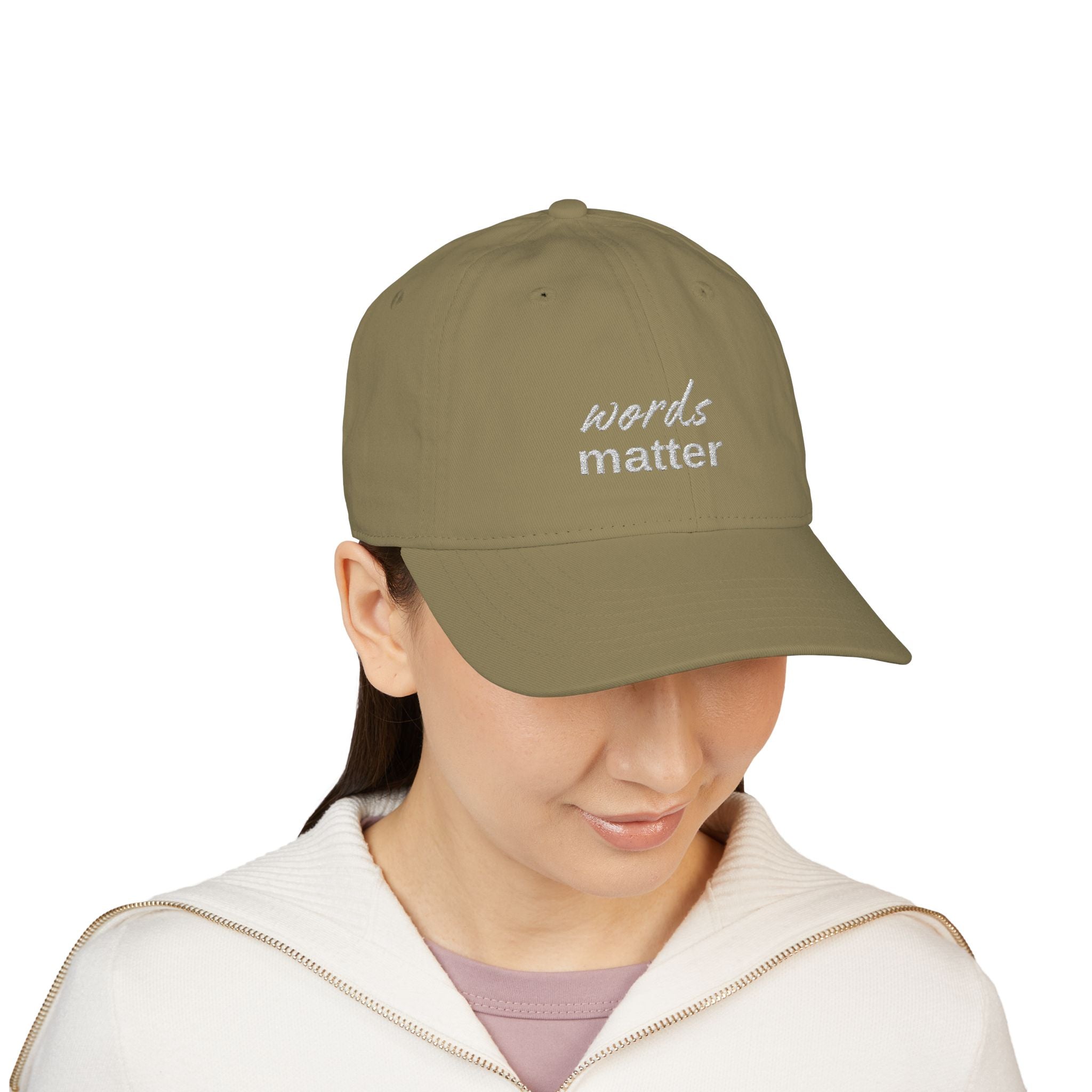 The Saucy Lids - "Words Matter" Organic Baseball Cap - Embroidered