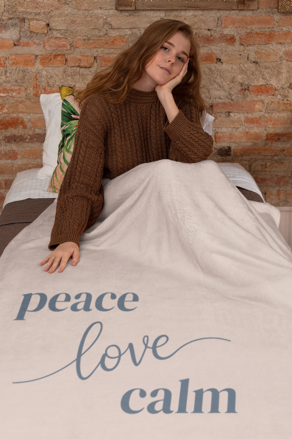 Throw Blanket - Peace Love Calm - Peach Dust