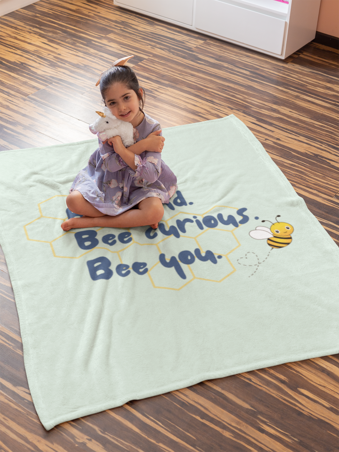 Kids Blanket - "Bee You" - Mint