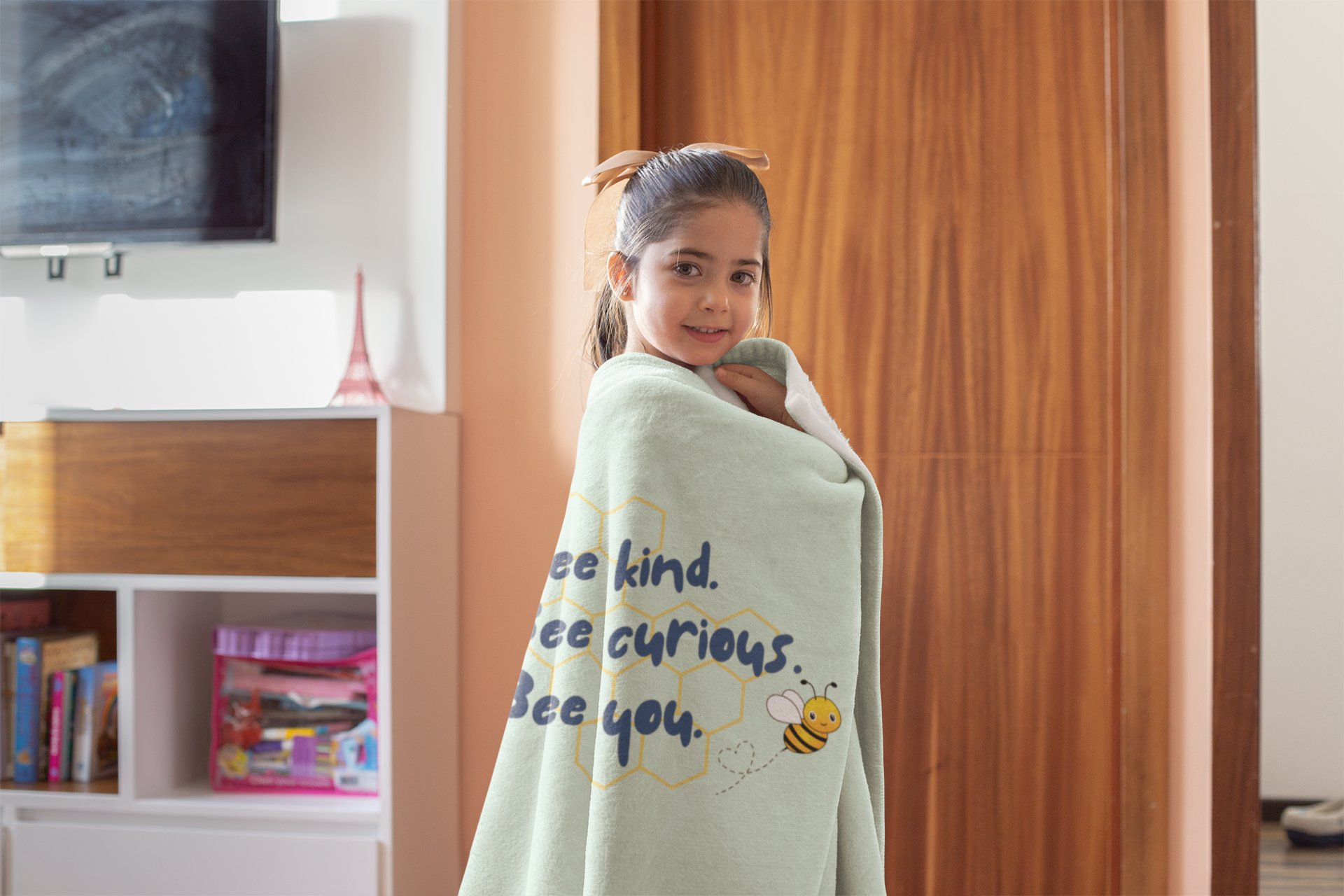 Kids Blanket - "Bee You" - Mint