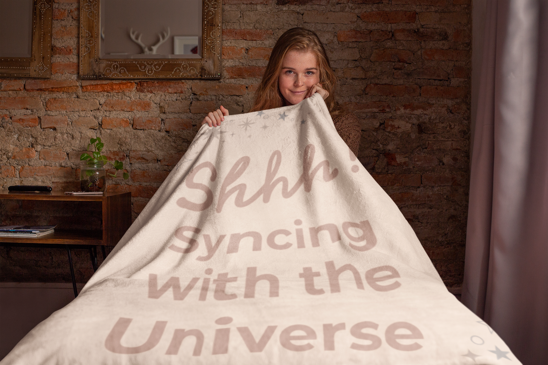 Throw Blanket - Syncing with the Universe - Creamy Peach