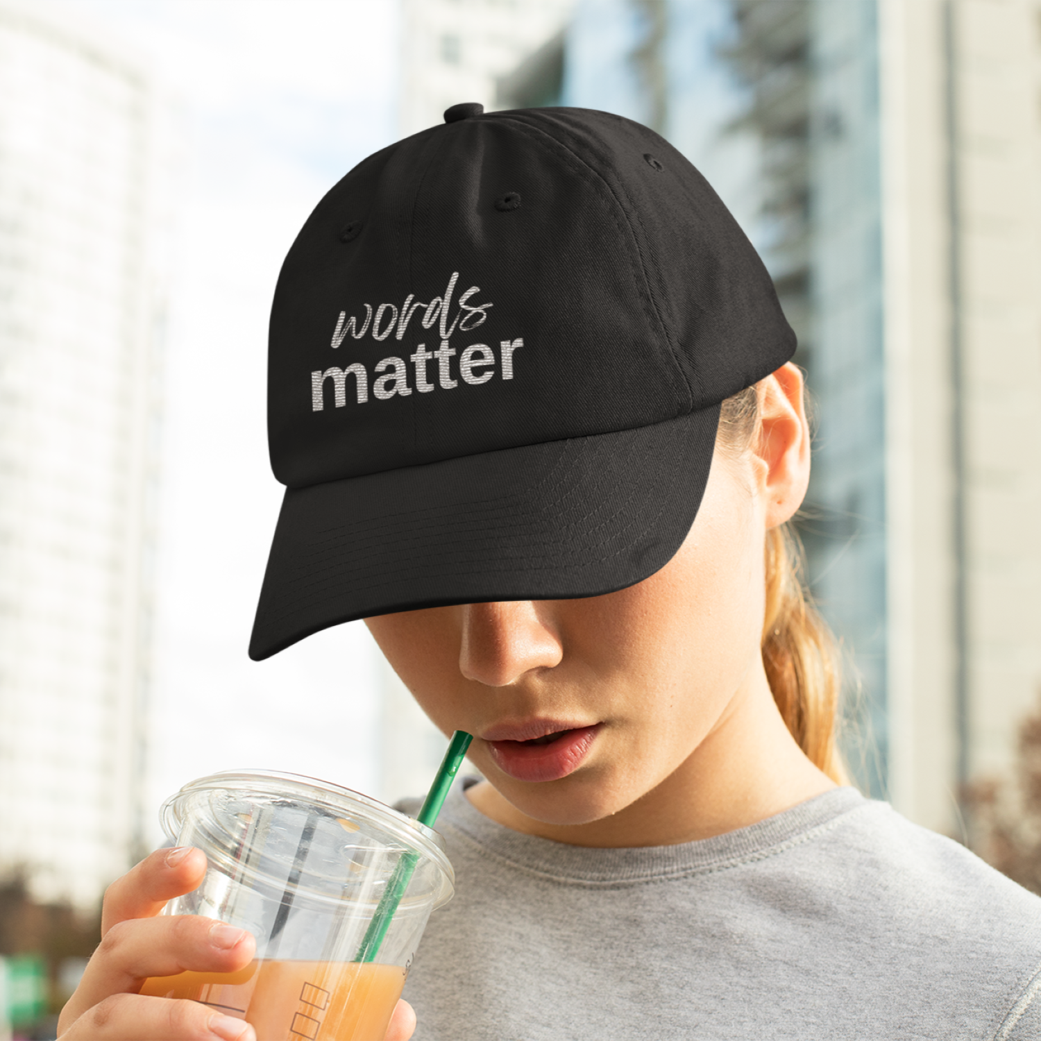 Words Matter - Organic Baseball Cap - Embroidered