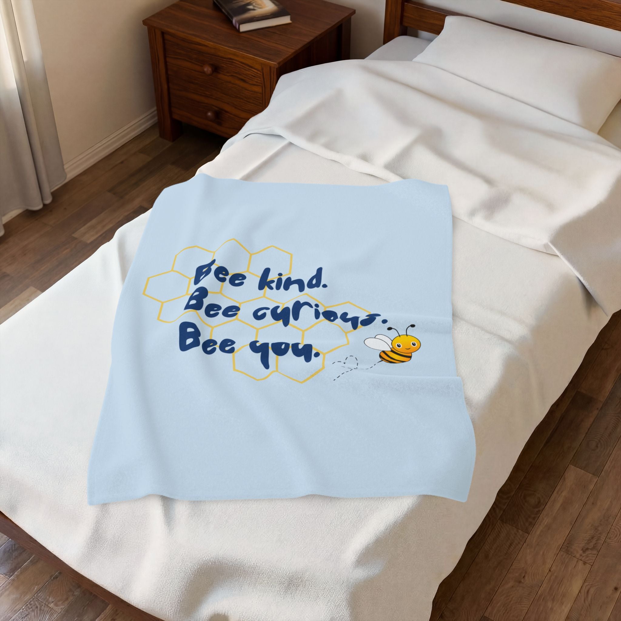 Kids Throw Blanket - Bee You - Blue